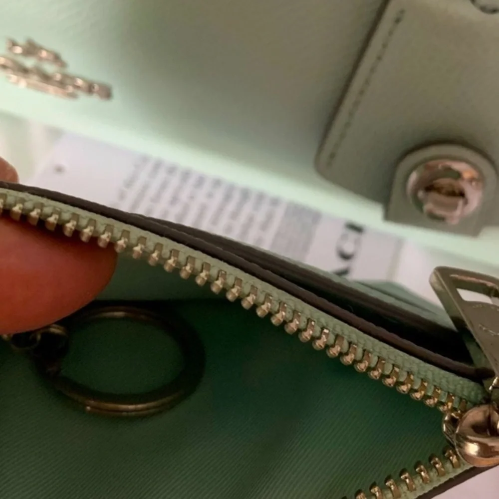 Coach Light Green Mini Skinny Id /keychain/ Card Case